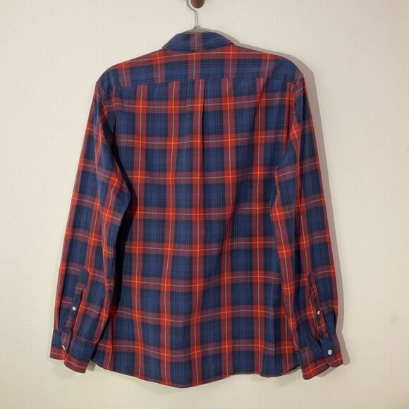 J. Crew Red and Navy Plaid Buttondown Shirt Size Large Preppy Button-Up Shirt - Picture 4 of 8